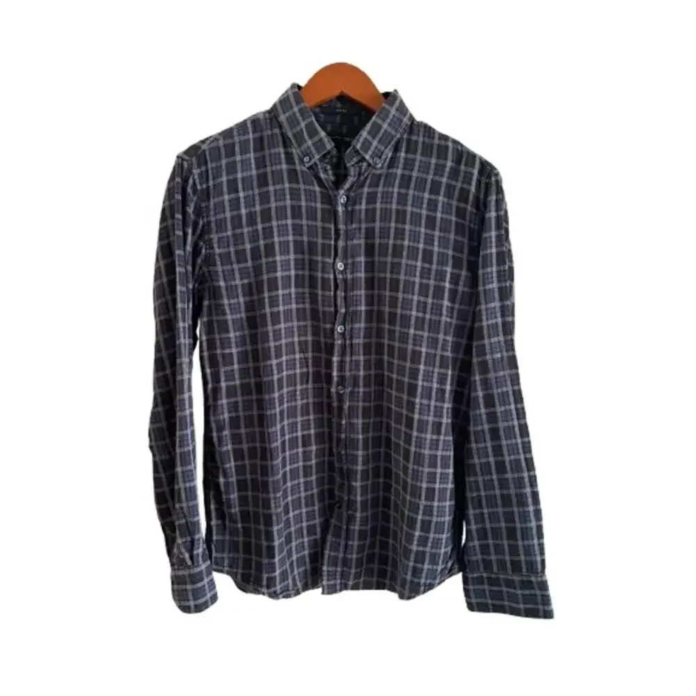 Banana‎ Republic Blue Gray Black Plaid Button Up Men’s Slim Fit Shirt Size M